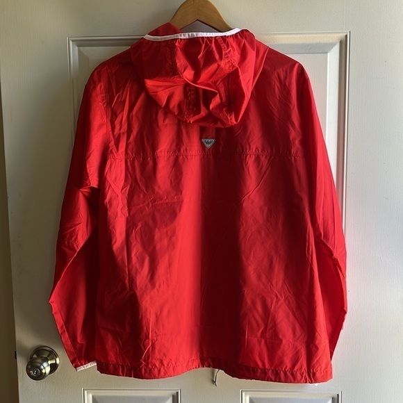 Columbia PFG Tidal Hooded Windbreaker Red Jacket Full Zip Women's Size Large EUC - Picture 7 of 12